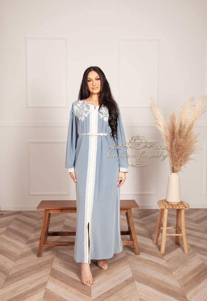 Caftan Asmae Bleu gris