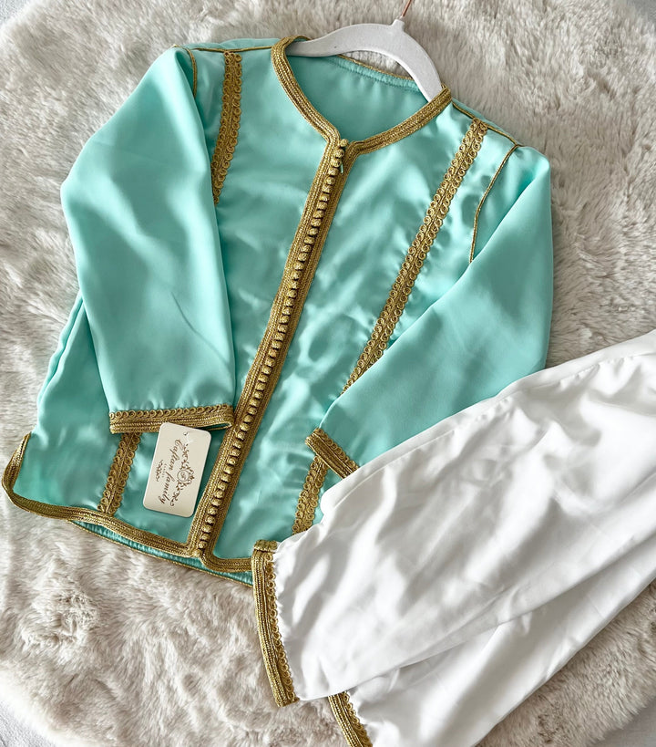Jabador Malek vert eau à pantalon blanc