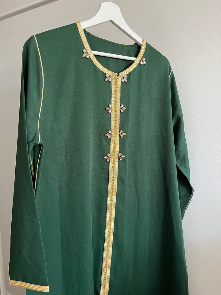 Caftan simple perlé vert royal