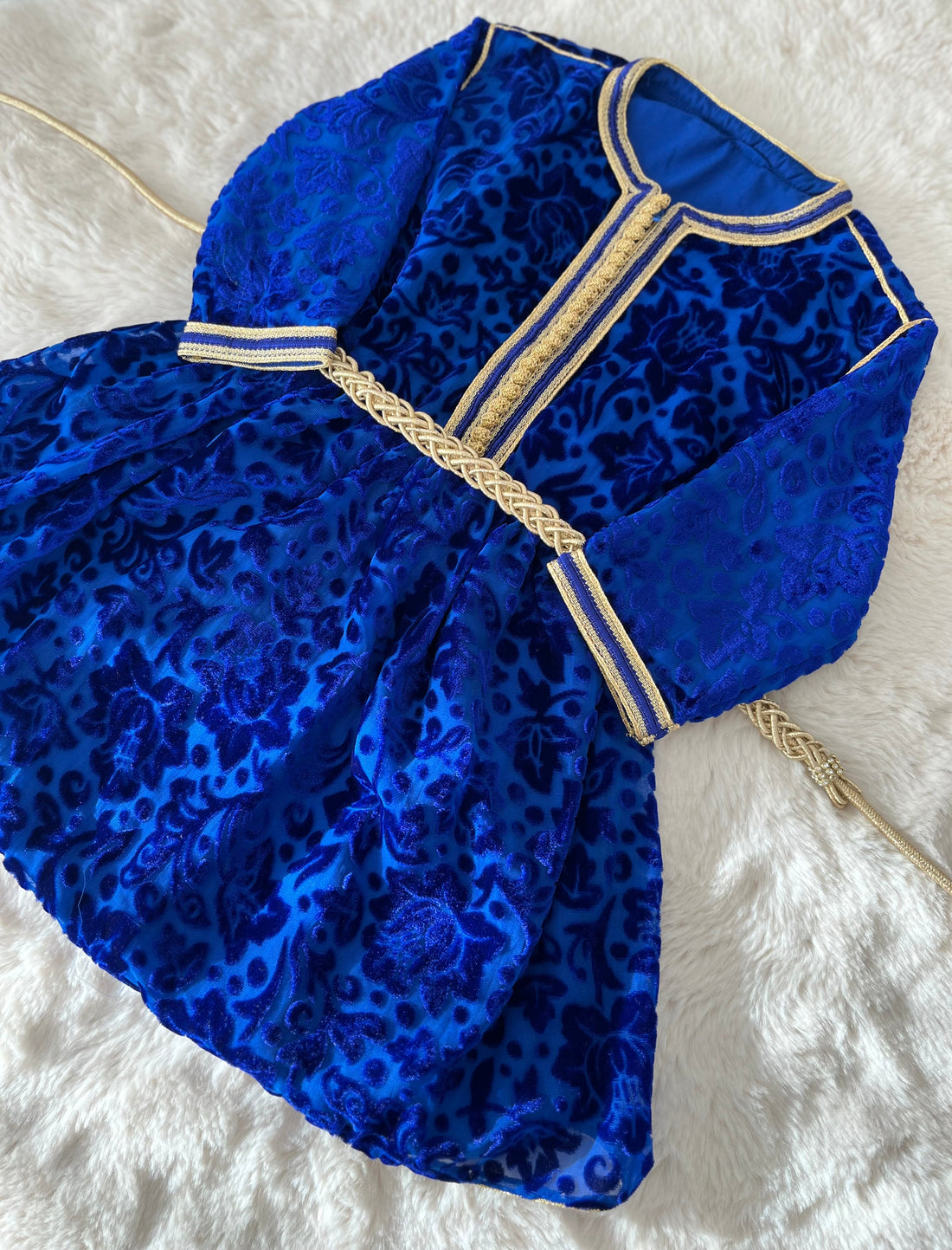 Caftan velvet tlija Layane bleu roi