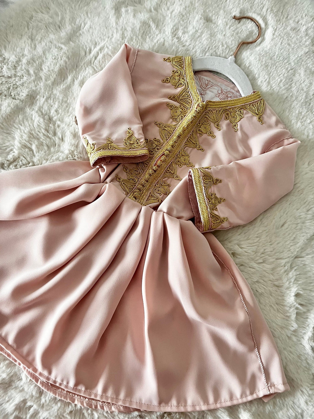 Caftan robe Kahina rose bébé