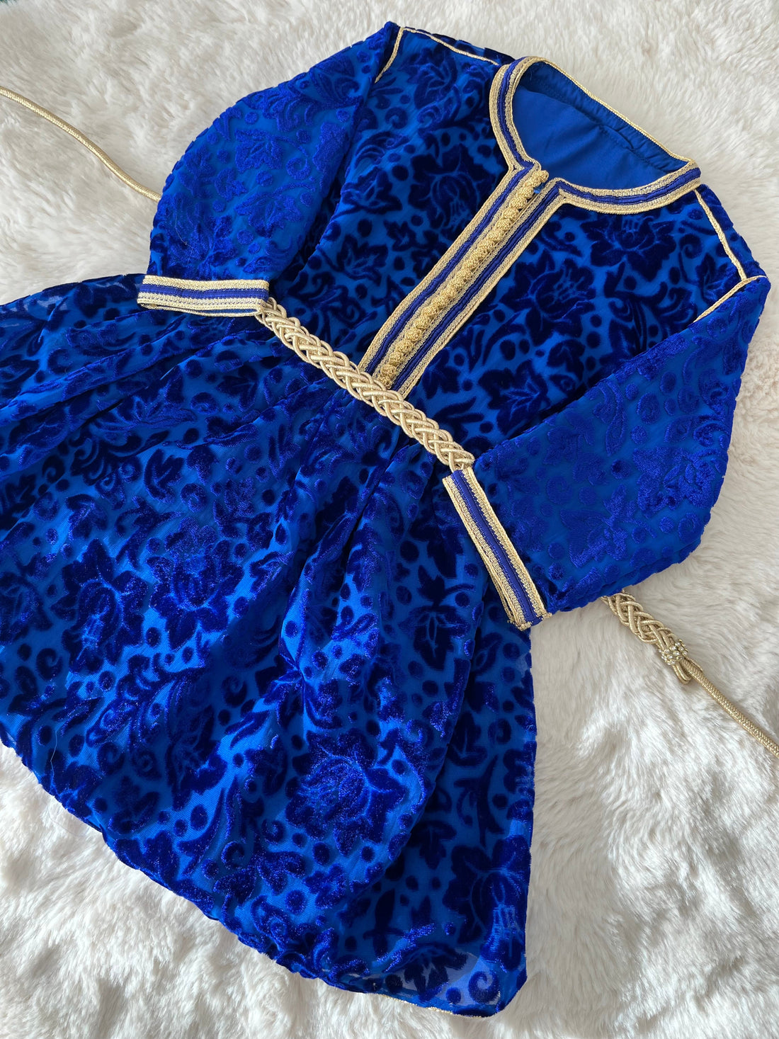 Caftan velvet tlija Layane bleu roi