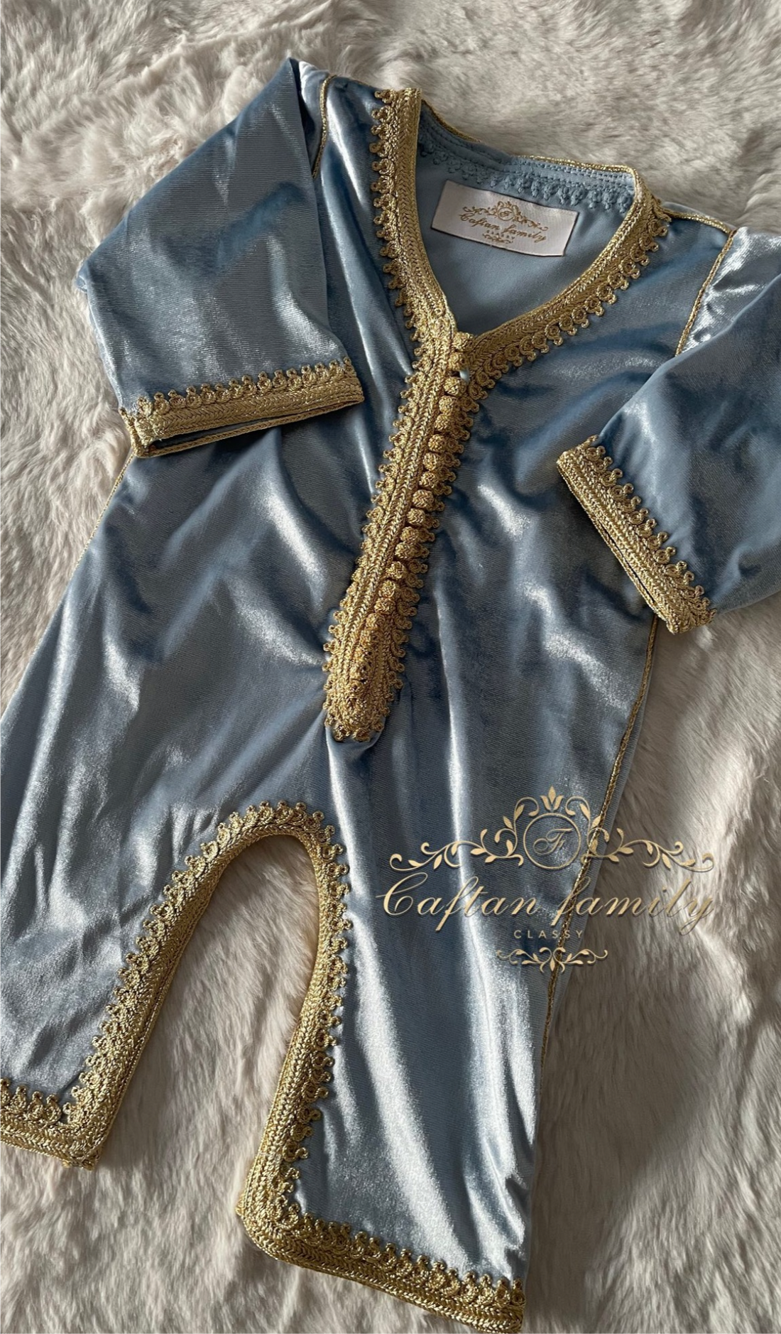 Grenouillère velours bleu ciel
