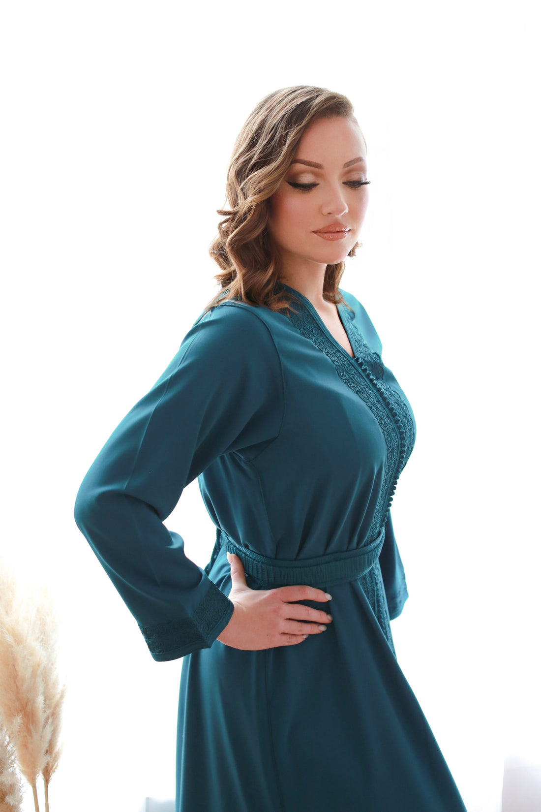 Caftan Myra bleu canard