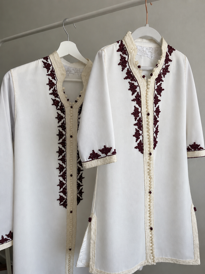 Caftan blanc & Fushia
