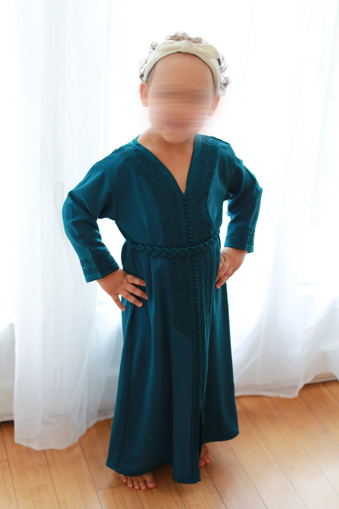 Caftan Myra bleu canard