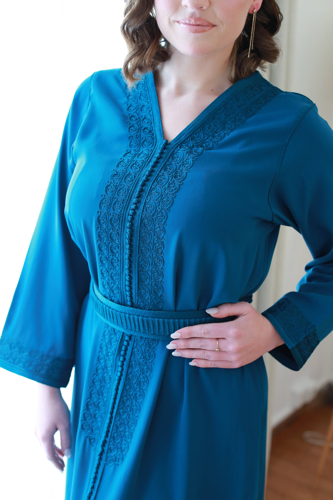 Caftan Myra bleu canard
