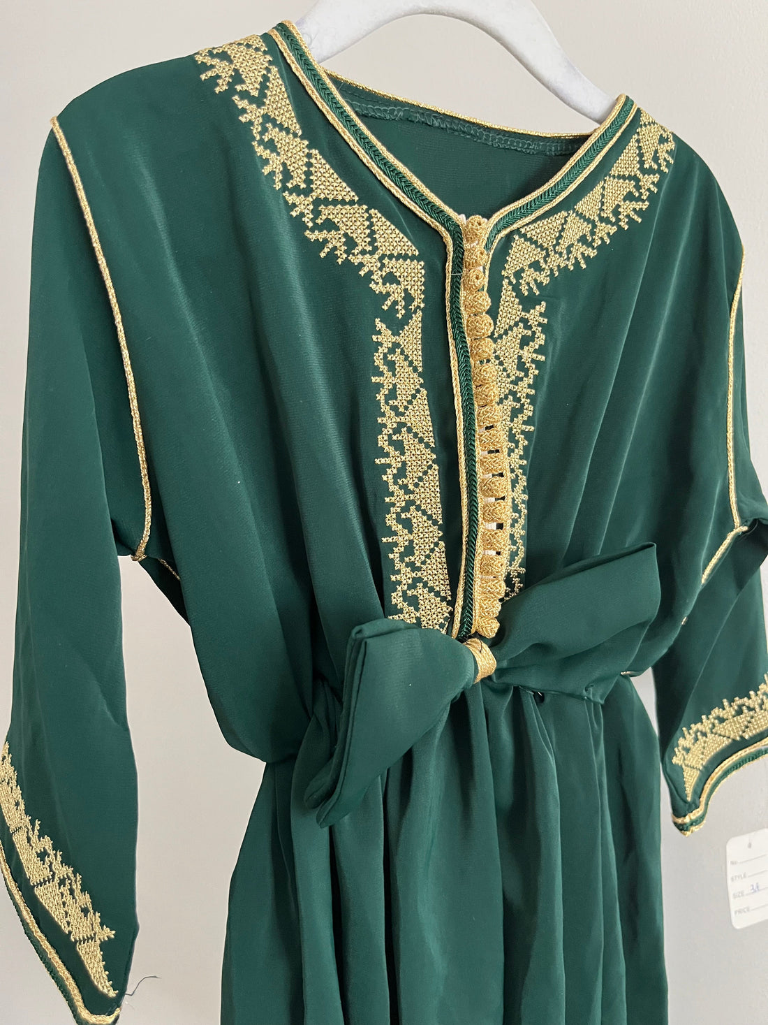 Caftan robe tarz noeud vert royal