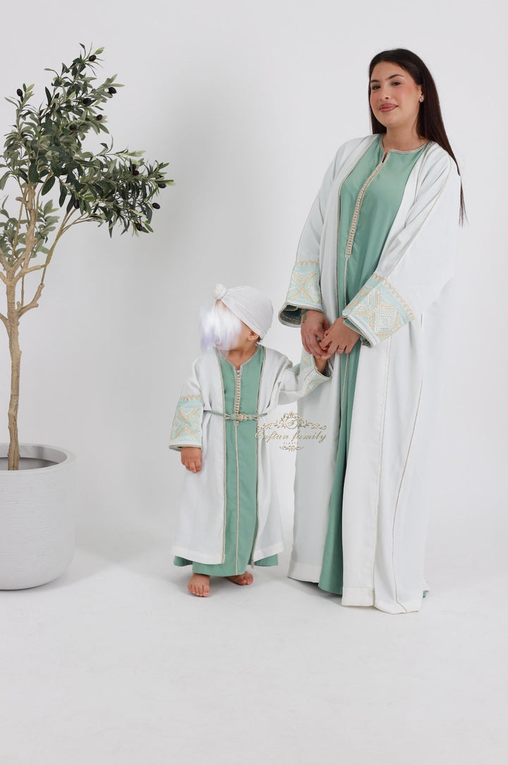 Kimono Aïda 2 pièces blanc & sauge