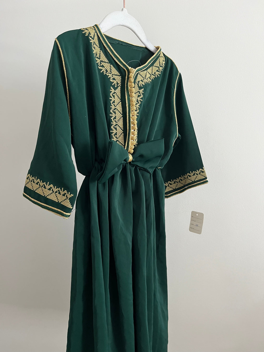 Caftan robe tarz noeud vert royal