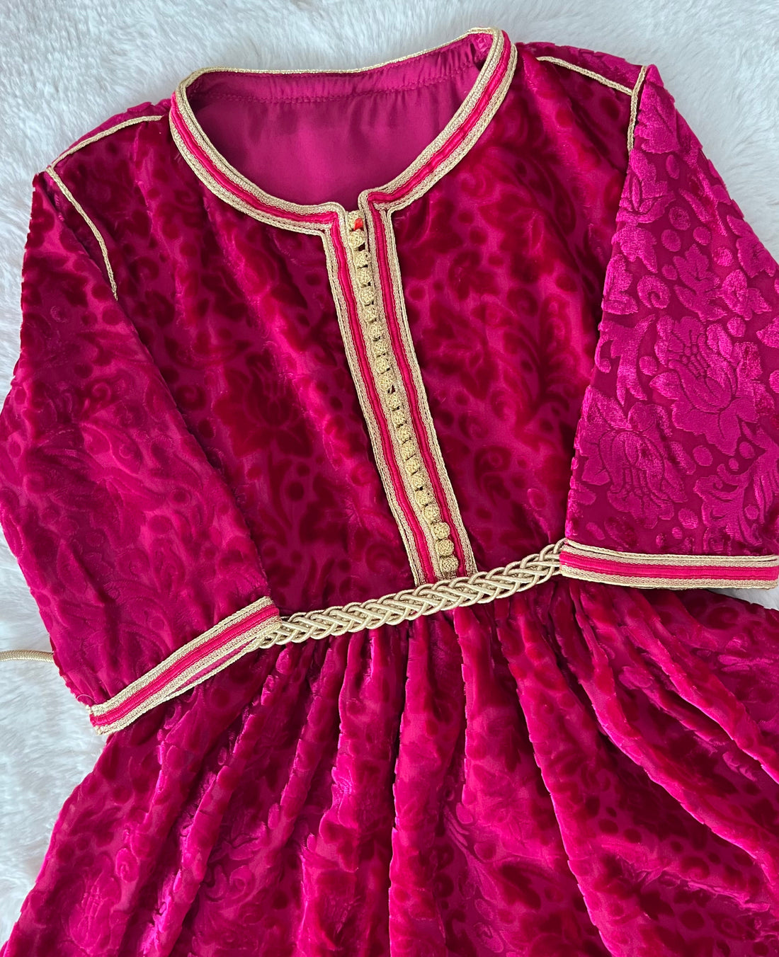 Caftan robe velvet tlija framboise
