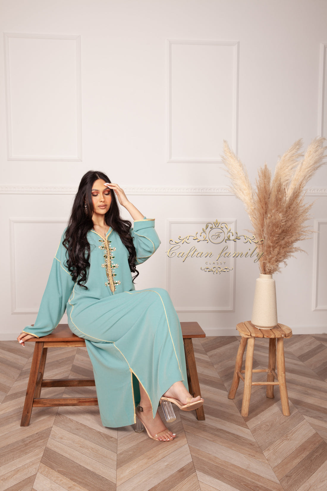 Jellaba Samia Vert d'eau