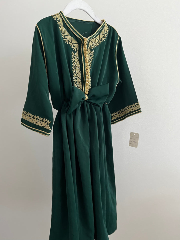 Caftan robe tarz noeud vert royal