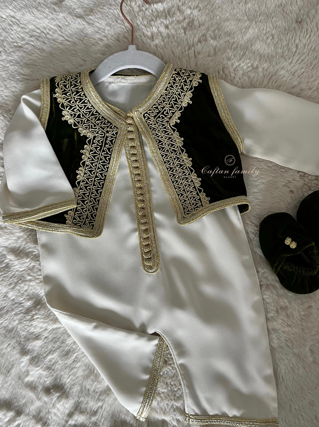 Grenouillère à gilet en velours Zayd vert