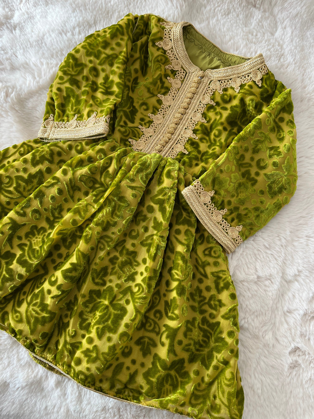 Caftan velvet tlija Layane pistache