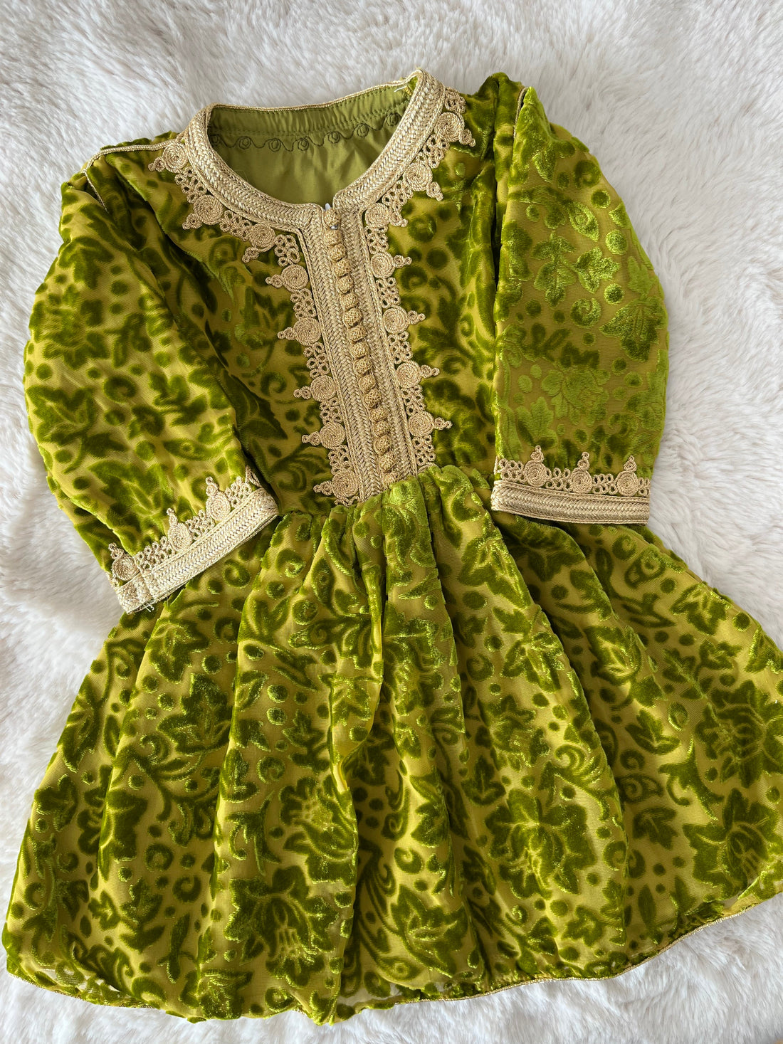 Caftan velvet tlija Layane pistache