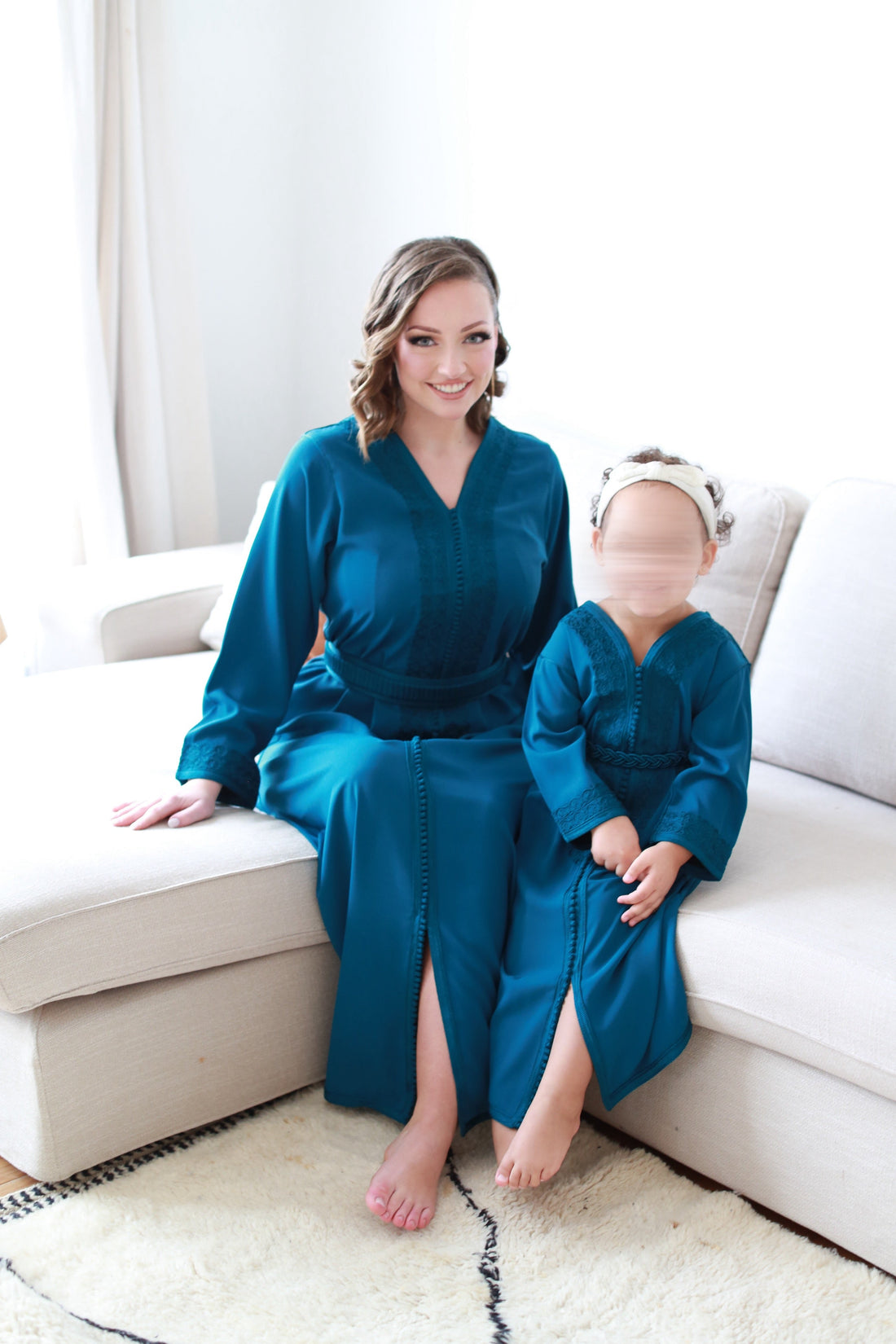 Caftan Myra bleu canard