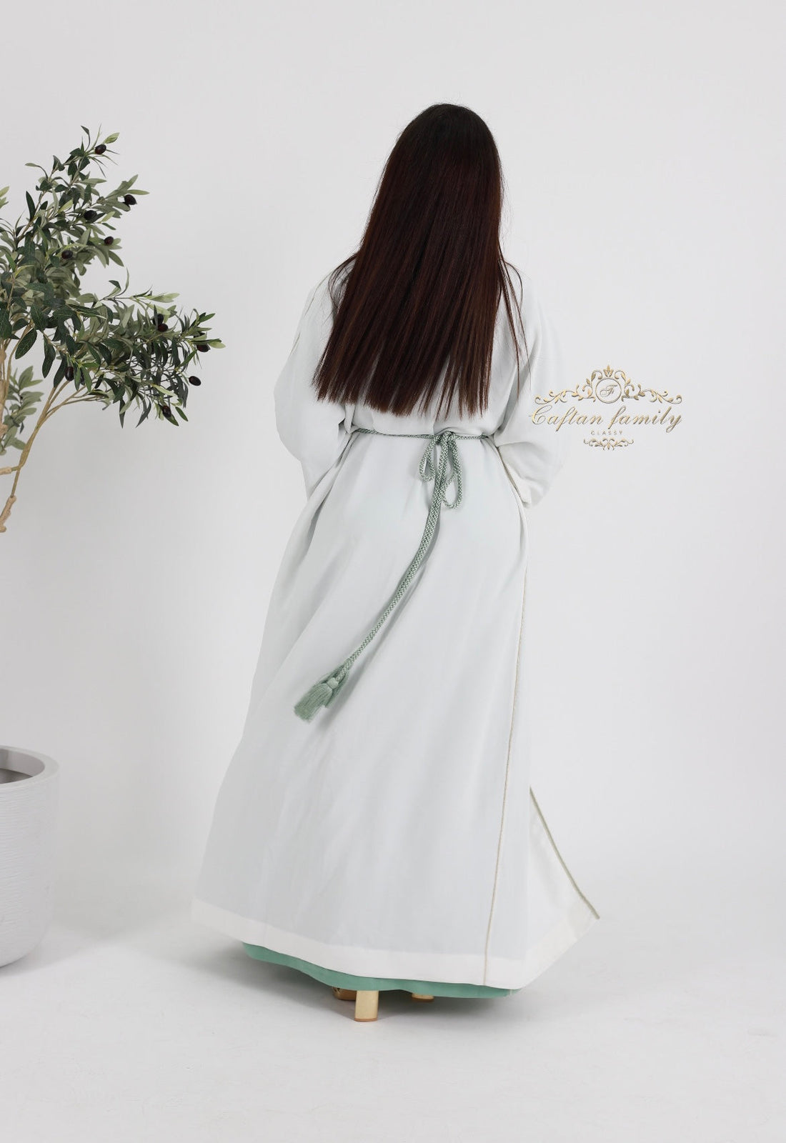 Kimono Aïda 2 pièces blanc & sauge