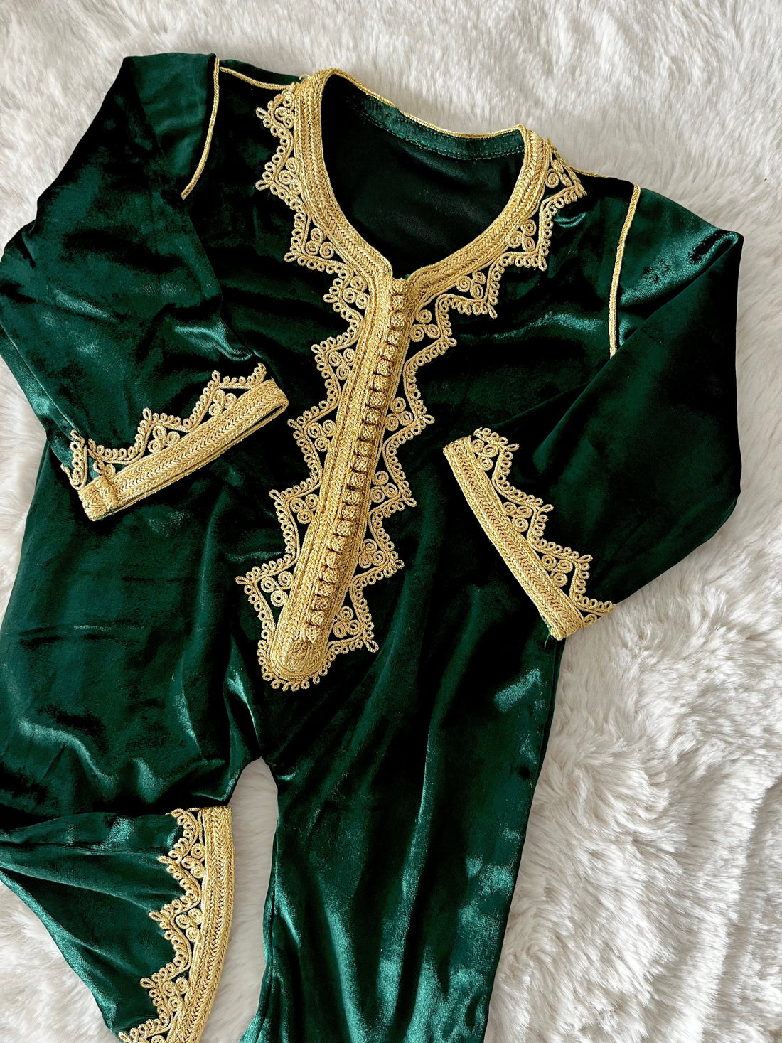 Grenouillère velours vert royal sfifa or