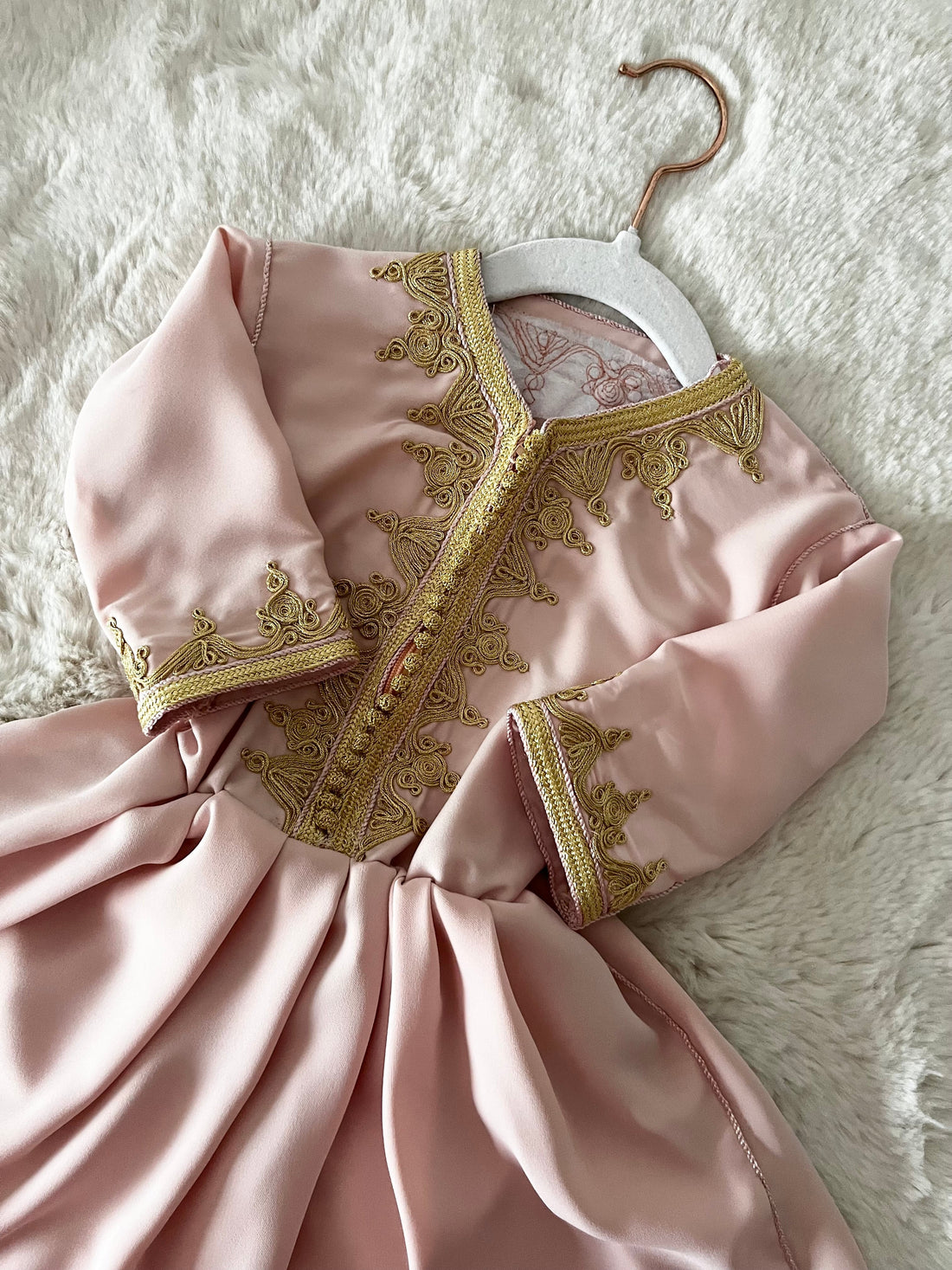 Caftan robe Kahina rose bébé