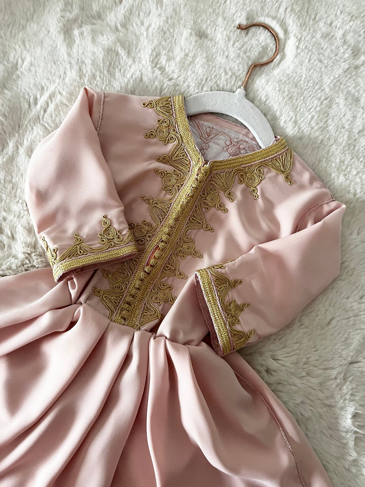 Caftan robe Kahina rose bébé