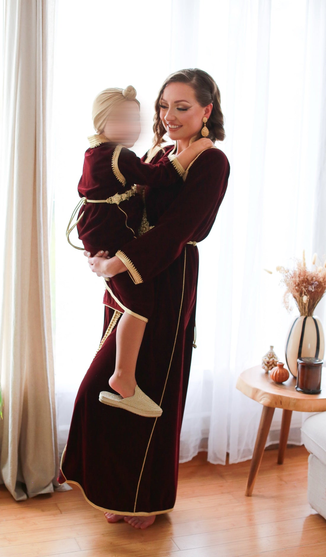 Caftan Yaqoût velours bordeaux
