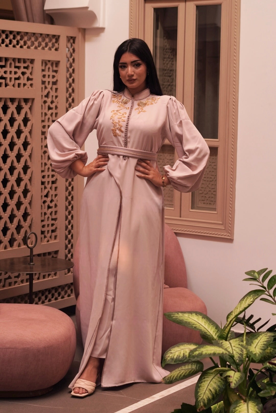 Caftan à pantalon Liyaah nude