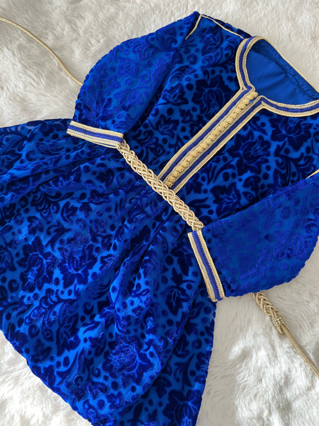 Caftan velvet tlija Layane bleu roi