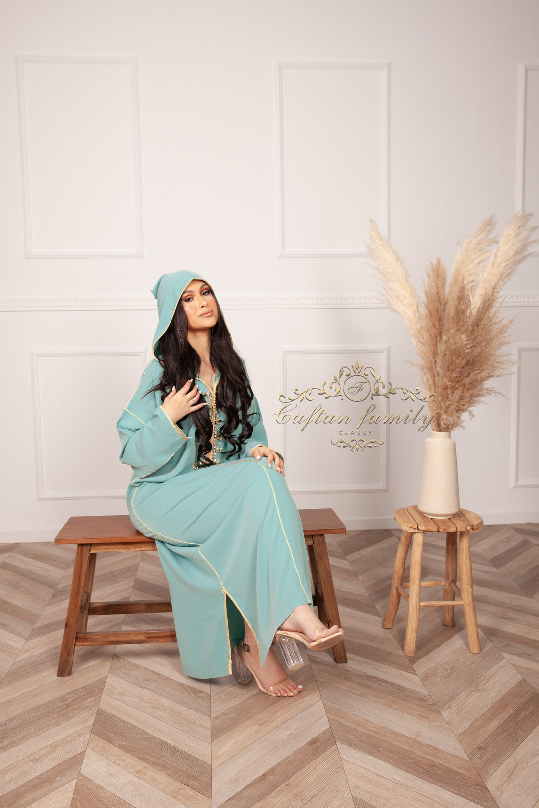 Jellaba Samia Vert d'eau