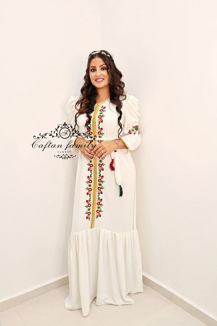 Caftan Jinane long blanc