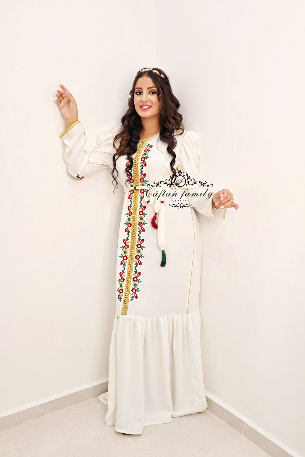 Caftan Jinane long blanc