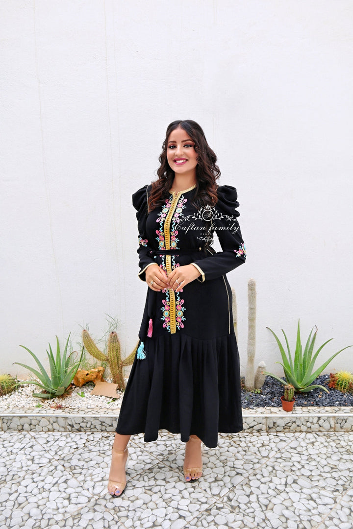 Caftan Jinane mi long noir